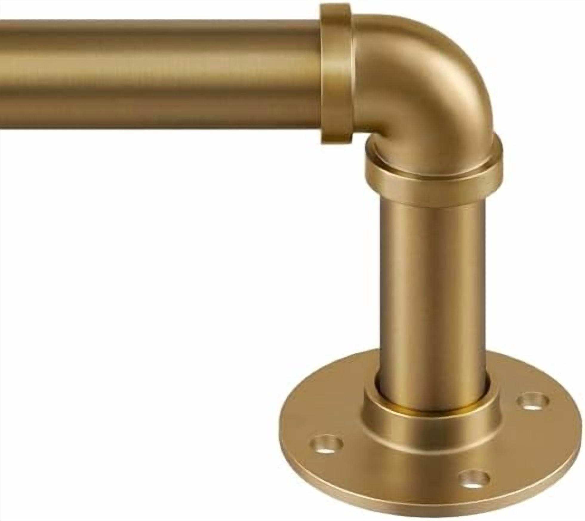 Curtain Rods for Windows 66 to 120, 1 Inch Industrial Wrap Around Warm Gold Curtain Rod, Indoor/Outdoor Room Divider Adjustable Drapery Pole, 66"-120"