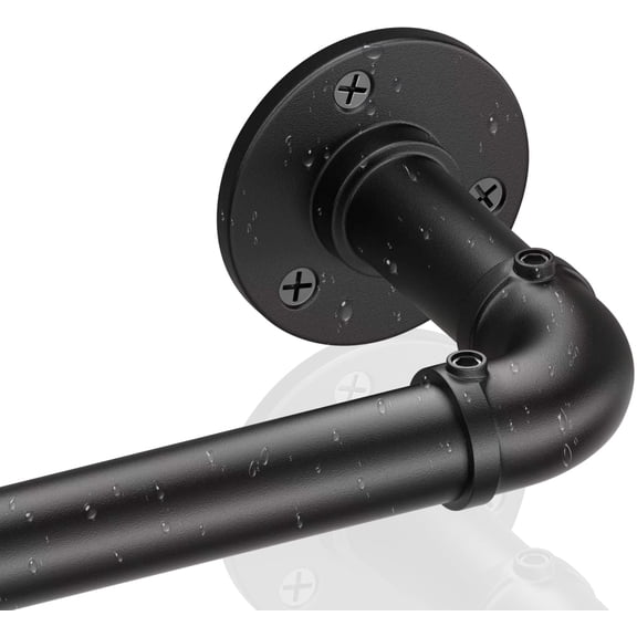 Curtain Rods for Windows 66 to 120, Black Adjustable Curtain Rod, 1 Inch Industrial Heavy Duty Curtain Rods, Blackout Wrap Around Curtain Rod, Indoor/Outdoor Curtain Rod