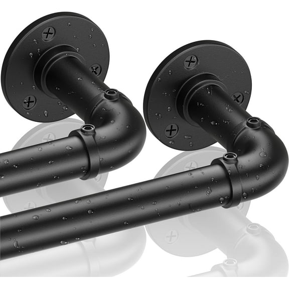 Curtain Rods for Windows 66 to 120, Black Heavy Duty Industrial Curtain Rods 2 Pack, Wrap Around Blackout Adjustable Curtains Rod, 1 Inch Indoor/Outdoor Drapery Rod 66-120"