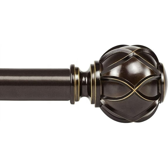 Curtain Rods for Windows 66 to 120 Inch, 7/8 Inch Antique Bronze Heavy Duty Curtain Rod 32 to 120 (2.6-10ft), Adjustable Decorative Drapery Rods with Netted Texture End