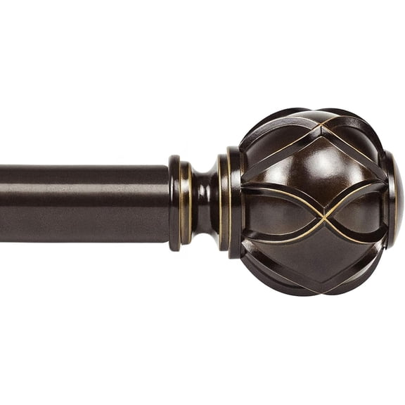 Curtain Rods for Windows, Antique Silver Curtain Rod 32 to 58 Inch(2.6-4.8Ft), 7/8 Inch Single Adjustable Drapery Rods with Decorative Netted Texture End