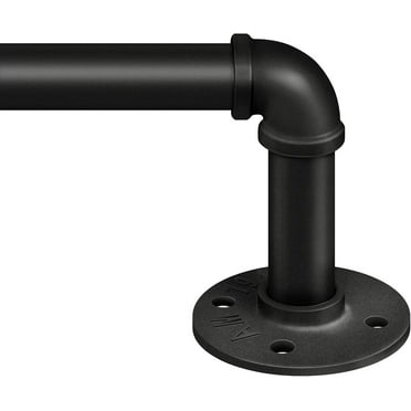 Curtain Rods for Windows 120 to 240, 1 Inch Industrial Wrap Around Black Curtain Rod, Indoor/Outdoor Room Divider Adjustable Drapery Pole, 120"-240"