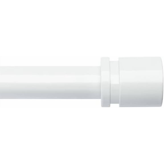 Curtain Rods for Windows 16 to 120 Inches Adjustable Length 1 Inch Diameter Window Curtain Rod with Aluminium End Cap, White