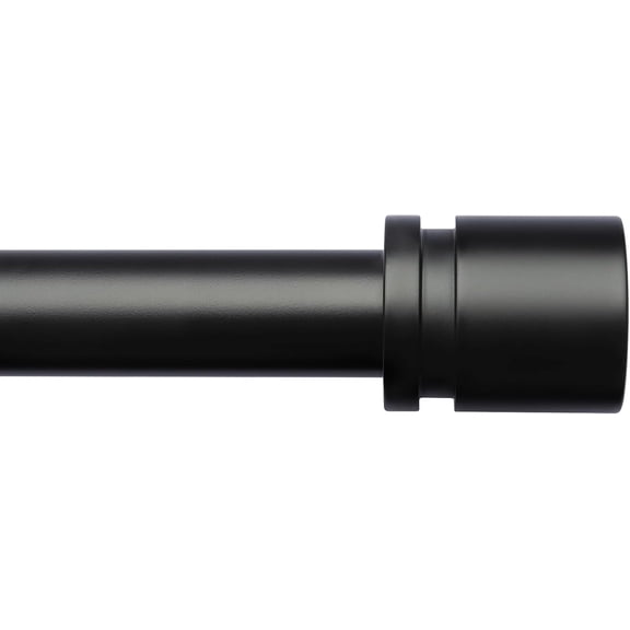 Curtain Rods for Windows 16 to 144 Inches Adjustable Length 1 Inch Diameter Window Curtain Rod with Aluminium Finials, Black