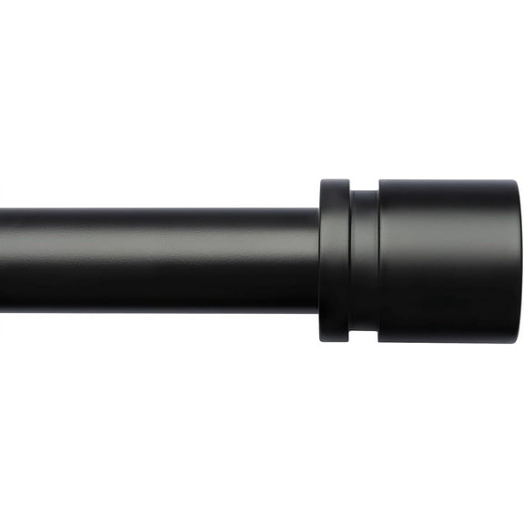 Curtain Rods for Windows 16 to 170 Inches Adjustable Length 1 Inch Diameter Window Curtain Rod with Aluminium Finials, Black
