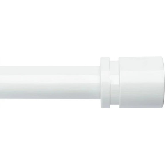 Curtain Rods for Windows 16 to 240 Inches Adjustable Length 1 Inch Diameter Window Curtain Rod with Aluminium End Cap, White