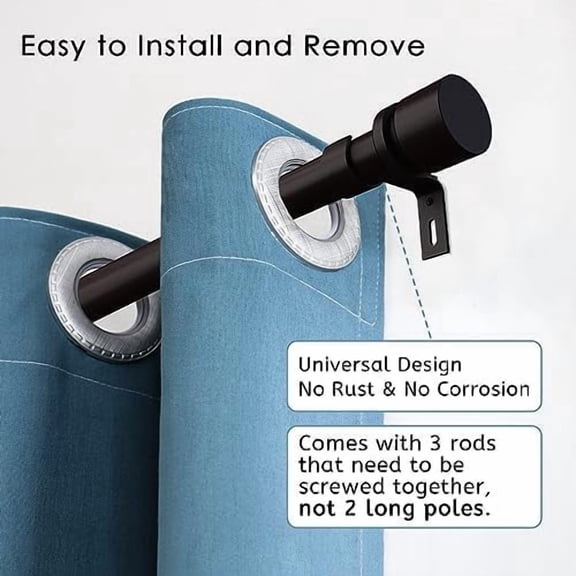 Curtain Rods for Windows 16 to 48 or 60 Inches Max Adjustable Length 1 Inch Diameter Window Curtain Rod with Aluminium End Cap, Antique Bronze