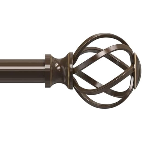 Curtain Rods for Windows 18 to 42 Inch(1.5-3.5 Feet),3/4" Diameter Bronze Drapery Rods with Twisted Cage Finials,Size:18-42 Inch