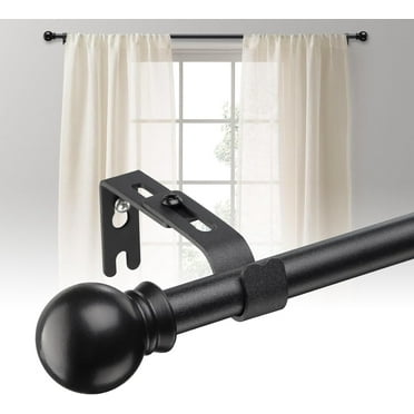 BsBsBest 5/8" Matte Black Ball Adjustable Sash curtain Rod, 28" -50"
