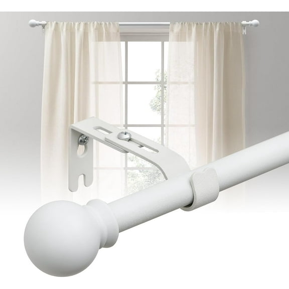 Curtain Rods for Windows 28 to 50 Inch 5/8 Inch Small Curtain Rods WHite