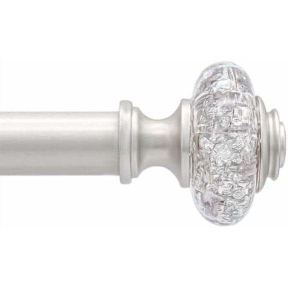 Curtain Rods for Windows 28 to 52 Inches, Decorative Adjustable Curtain Rod- Heavy Duty Drapery Rod with Luxury Crystal Finials & Brackets,Silver