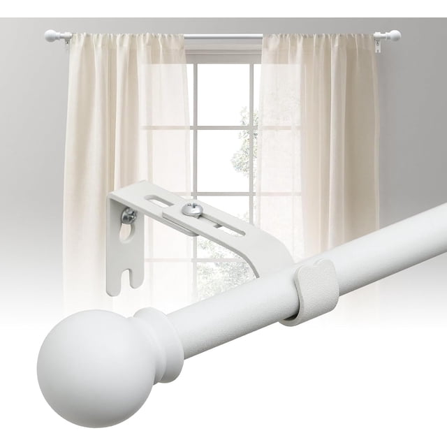 Small Drapery Rods Adjustable White Curtain Rods, 28 to 64 Inch, 5/8 Inch Small, Easy ...