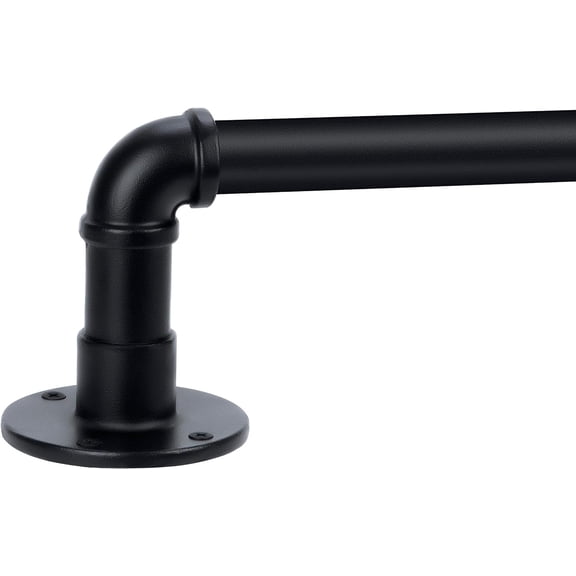 Curtain Rods for Windows 32 to 48, 1 Inch Industrial Wrap Around Black Curtain Rod, Indoor/Outdoor Room Divider Adjustable Drapery Pole, 32"-48"