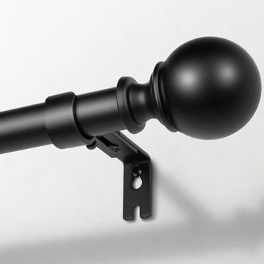 Curtain Rods for Windows 48 to 84, 1 Inch Adjustable Heavy Duty Black Curtain Rod, Outdoor Indoor Room Divider Modern Drapery Pole, 48-86"