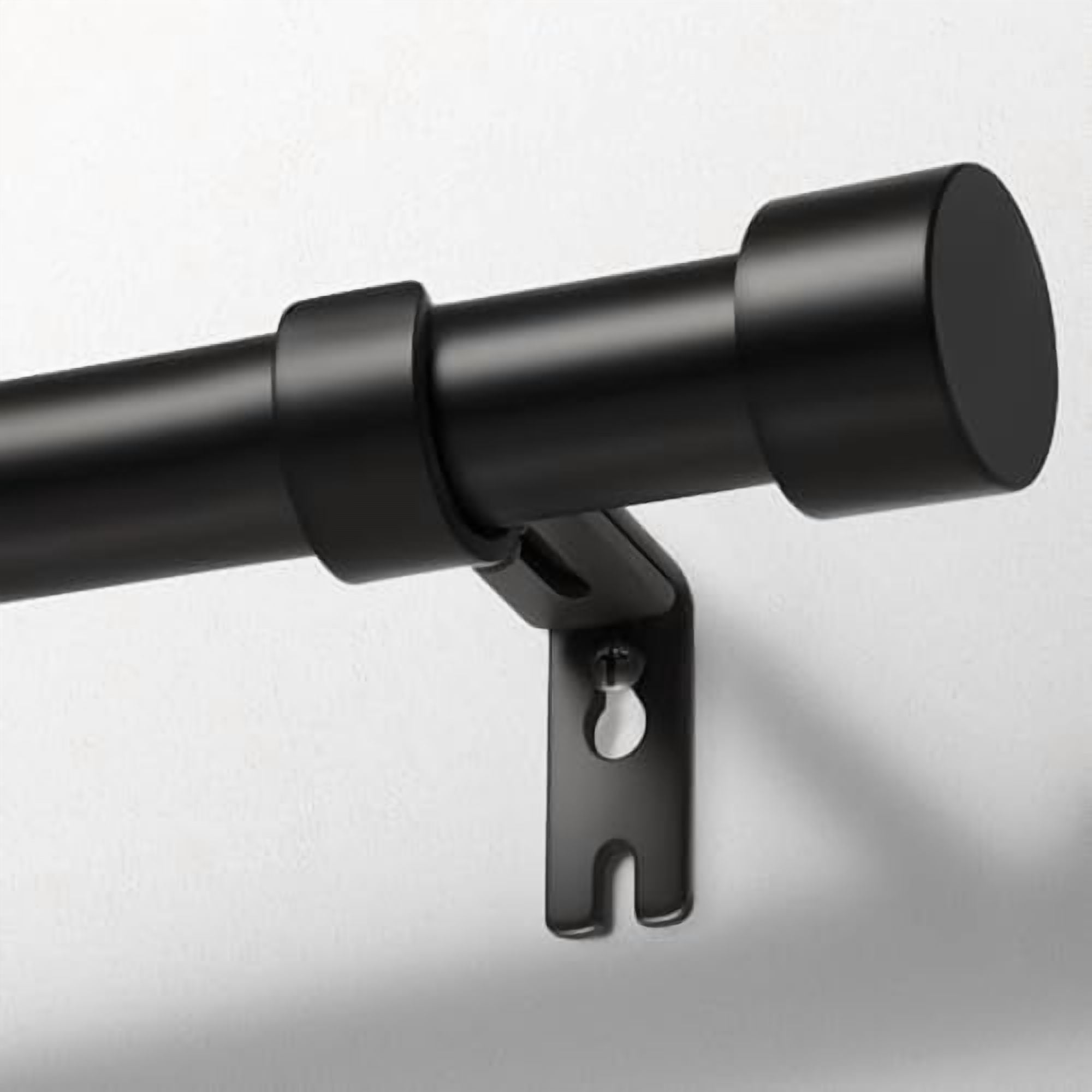 Curtain Rods for Windows 48 to 84, Black Curtain Rod, Adjustable 1 Inch Heavy Duty Outdoor/Indoor Modern Drapery Pole, 32"-86"