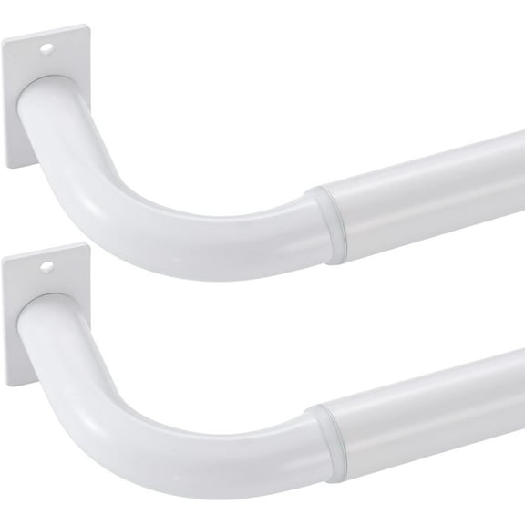 Curtain Rods for Windows 48 to 84 Inches 2 pack, 1 Inch Diameter Metal Wrap Around Window Curtain Rod with Brackets, Matte White