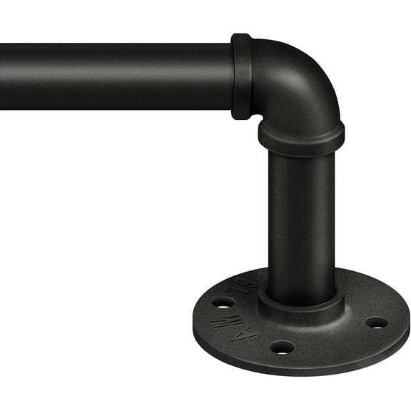 Curtain Rods for Windows 66 to 120, 1 Inch Industrial Wrap Around Black Curtain Rod, Indoor/Outdoor Room Divider Adjustable Drapery Pole, 66"-120"