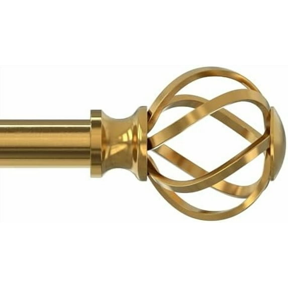 Curtain Rods for Windows 66 to 120 Inch(5.5-10 Feet),3/4" Diameter Gold Drapery Rods with Twisted Cage Finials,Size:36-120 Inch