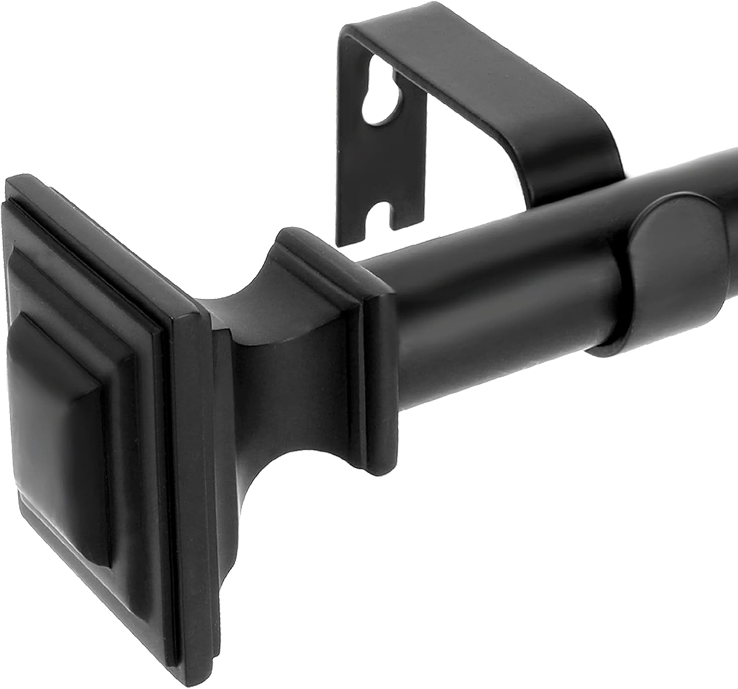Curtain Rods for Windows 48 to 84 Inch(4-7 Feet),3/4" Diameter Black Drapery Rods with Square Finials,Size:36-88 Inch,Matte Black