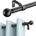 thumbnail image 1 of Curtain Rods for window 18 to 144 or152 inch Max, Adjustable Length, 3/4 inch, 100% Mental, Matte Black, Never Bend, 1 of 6