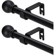 Curtain Rods for windows 32-48 inch, 5/8 inch Decorative Curtain Rod Set, Matte Black Splicing Heavy Duty Metal Curtain Rod with Brackets
