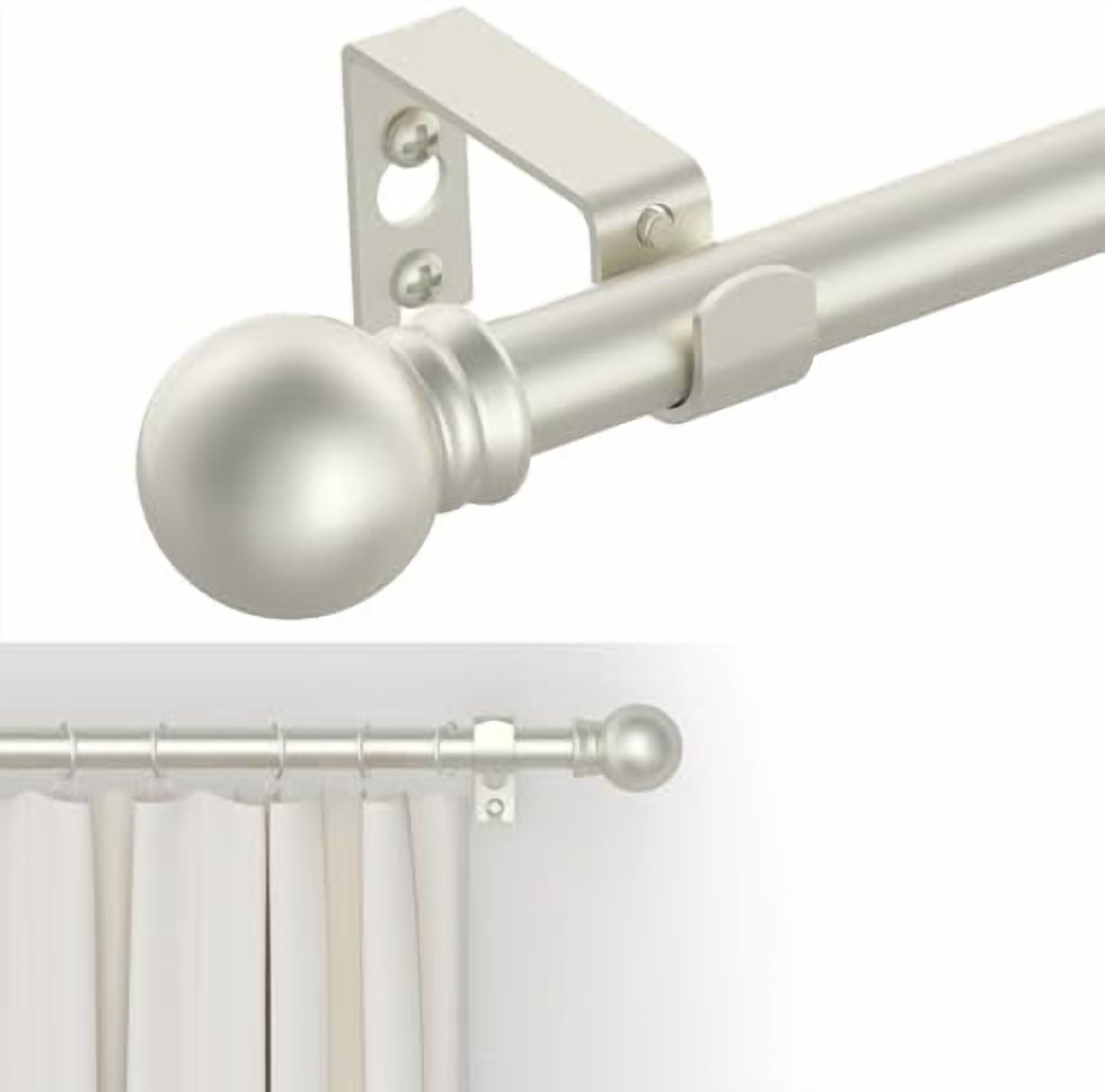 Curtain Rods for windows 32-48 inch, 5/8 inch Decorative Nickel Splicing Heavy Duty Metal Curtain Rod set with Brackets