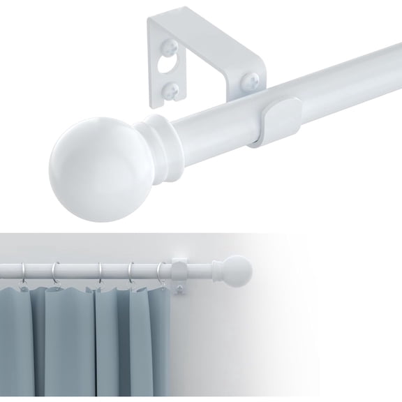 Curtain Rods for windows 32-48 inch, 5/8 inch Decorative White Splicing Heavy Duty Metal Curtain Rod set with Brackets