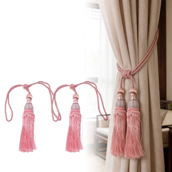 Curtain Set with Decorative Rings and Pull Cords - Includes Fixing Device for Versatile Window Drapes Polyester Thread Detailing for Stylish Interiors