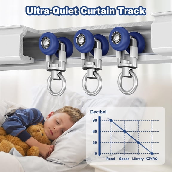 Curtain Single Tracks Ceiling or Wall Mounting, Ceiling Curtain Track with Silent Rollers, Curtain Track for Curtains Drapes and Room Dividers Living Room Bedroom, White, 5.2FT(160CM)