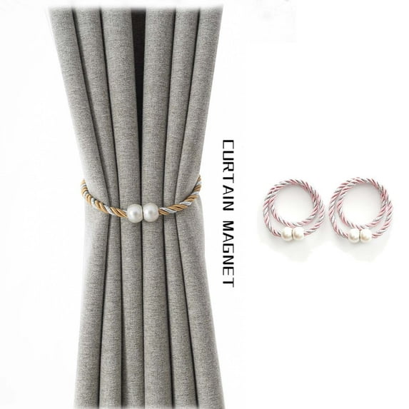 Curtain Straps under $5! Yannianjz Magnetic Curtain Tiebacks, 16-Inch No Drill Curtain Holdbacks for Living Room Bedroom, White Rope Design