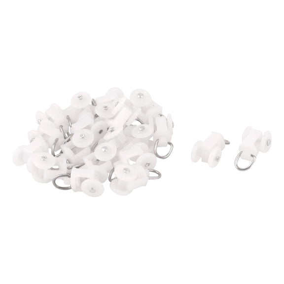 Uxcell Cubicle Curtain Swivel Ring Track Glide Rail Carrier roller Runners White 0.47'' Dia. Wheel 20 Pcs
