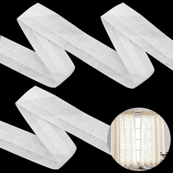 Curtain Tape, Ruffle Tape, 30 m x 2.5 cm Curtain Tape, Universal Tape, Polyester Curtain Tape, Curtain Row Tape, Pleats, Curtain Ruffle Tape, Curtain, Curtain Tape for Sewing (White)