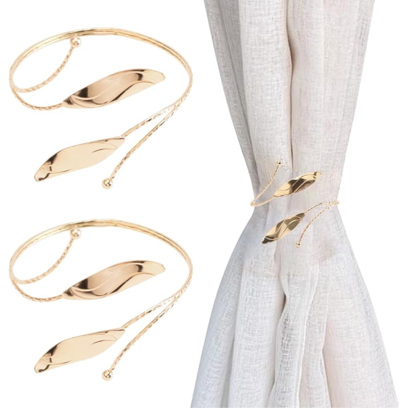 Curtain Tie Back 2 Pack Metal Curtain Tieback Creative Twist Drape Tie Back Decorative Golden Leaf Spring Drape Holder Random Modelling Curtain Holdback for Home Office