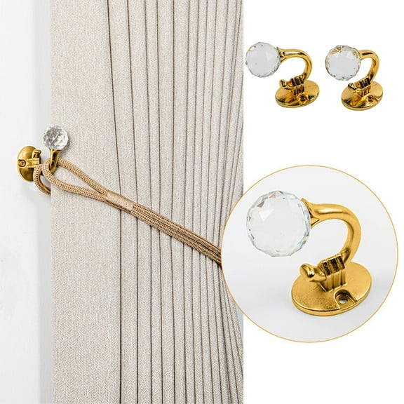 Curtain Tie Back Hooks under $5! Kadlawus Crystal Accent Curtain Tie Back Hooks, Alloy Wall Mounted Curtain Holdbacks and Coat Hangers, Decorative Drape Tiebacks for Windows, Curtain Hardware Set