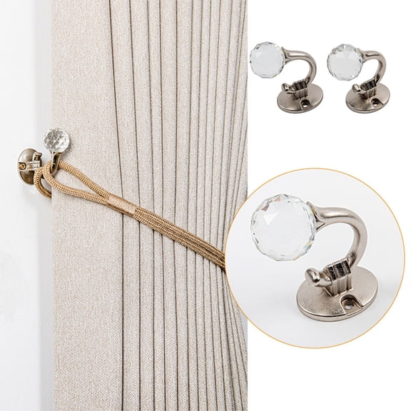 Curtain Tie Back Hooks under $5! Kadlawus Crystal Accent Curtain Tie Back Hooks, Alloy Wall Mounted Curtain Holdbacks and Coat Hangers, Decorative Drape Tiebacks for Windows, Curtain Hardware Set
