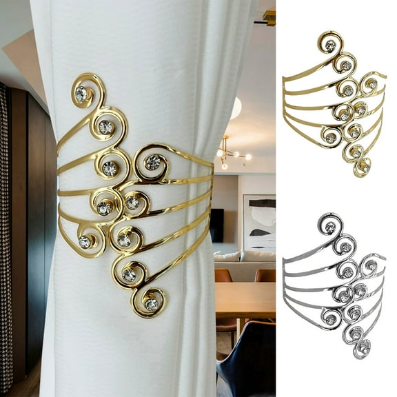 Curtain Tie Backs under $5! kkbbma Curtain Tie Backs, Metal Creative Curtain Rope Buckles Decorative Hollow Curtain Tiebacks Drape Holder Clip for Home Office