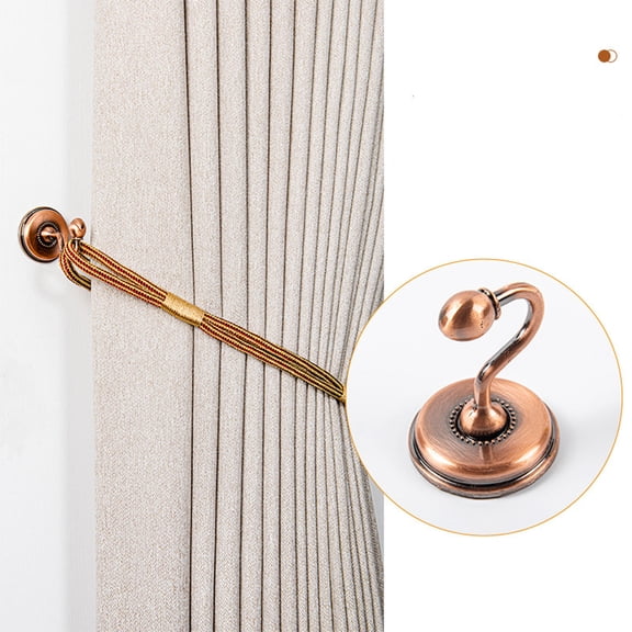 Curtain Tie Backs Black Alloy Set of 2 | Wall Mounted Holdbacks Hooks | 6.5cm Decorative Hardware for Curtains, Towels, Clothes
