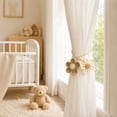 thumbnail image 1 of Curtain Tie Backs, Magnetic Curtain Tiebacks, Boho Flower Decor, Farmhouse Flower Decor, 20 Inch Cream and Tan Woven Rope Strap, No Drilling Required to Tie Curtains for Cozy, 1 of 7