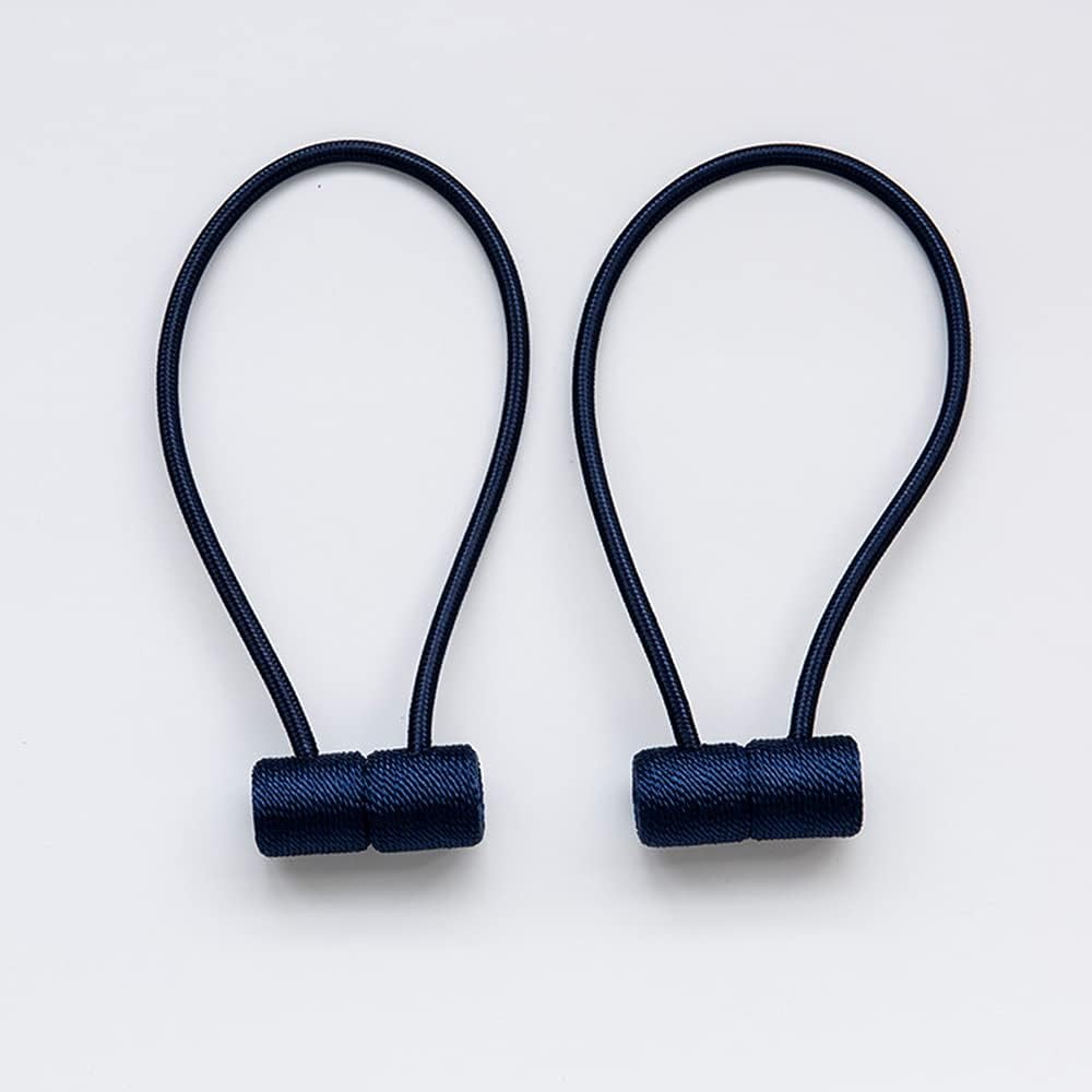 Curtain Tie Backs Strong Magnetic,Metal Curtain Tiebacks Hooks,Tie Clips  Curtain Holdbacks Rings for Home Office Window Curtain Straps Pair (navy 