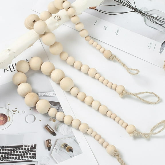 Curtain Tie Bead Drape Window Tiebacks Decorative Holdbacks Wood Rustic Draperies Farmhouse Garland Hooks Tieback Rope