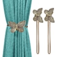 thumbnail image 1 of Curtain Tie Magnetic, 1 Pair Vintage Butterfly Resin Flower Curtain Drapery Holdback Retro Window Curtain Decorative Buckle Holder for Home Office Cafe Balcony, Gold, 1 of 14