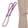 thumbnail image 1 of Curtain Tiebacks, Acrylic Pearl Beads Curtain Holdbacks, Outdoor Farmhouse Tie Backs for Curtains, Curtain Holders for Drapes Home Office Decor, Purple, 1 of 7