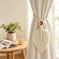 thumbnail image 1 of Curtain Tiebacks, Bohemian Cotton Leaf Curtain Tiebacks, Handwoven Drapery Holdbacks for Curtains Braided Thin Thick Home Office Window Draperies, 1 of 4