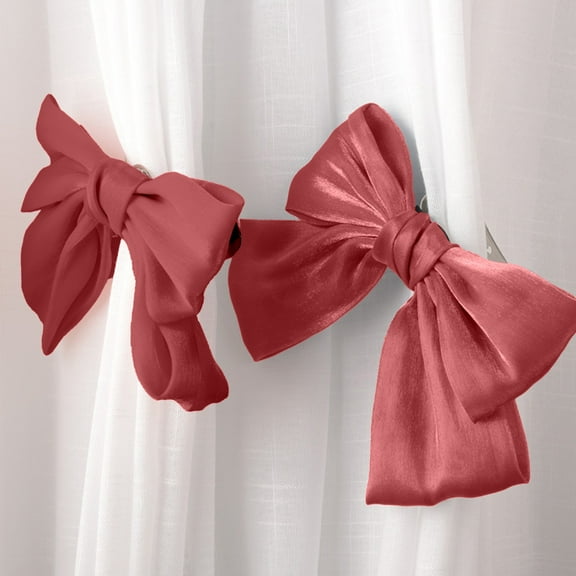 Curtain Tiebacks, Curtain Clips, Bow Tie Backs for Curtains Home Decor Living Room, No Drill Damage Free Installation Cloth Material