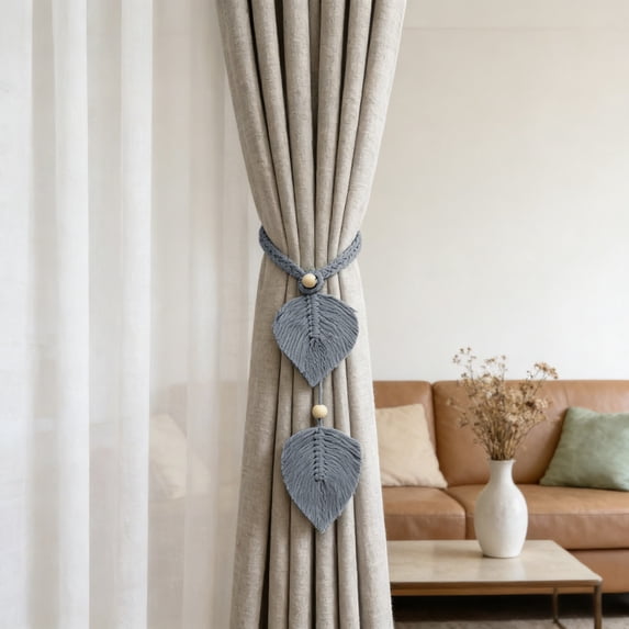 Curtain Tiebacks, Curtain Holdbacks, Leaf Shape Handmade Curtain Straps, Fabric Plaited Rope Buckle For Window Drapes Home Decoration Accessories