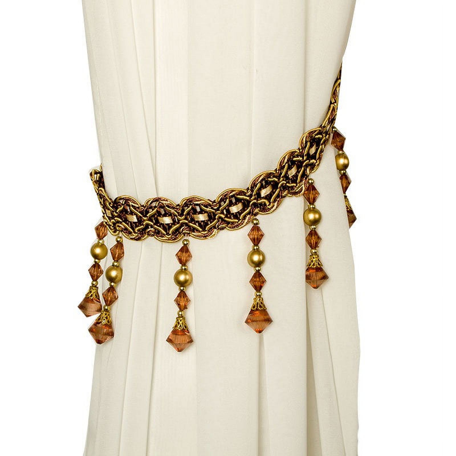 Curtain Tiebacks,Decorative Drape Tie Backs,Acrylic Beads Curtain Holdbacks Rope Holdback Holder