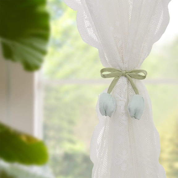 Curtain Tiebacks, Drapery Drawstrings Tulip Bud Design, Cloth Cord 16 in Length, Tool-Free No-Drill Use, Soft Durable Feel for Living Room Office Dining Room Windows