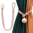 thumbnail image 1 of Curtain Tiebacks Faux Pearl Beaded Drapery Holdbacks, Braided Buckle Fastener Accessories Home Office Windows Drapery Braided Buckle Fringe Ropes,Curtain Drapery Holdback（Pink）, 1 of 9