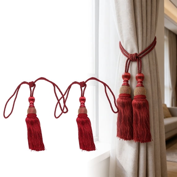 Curtain Tiebacks Handmade Decorative Curtain Holdbacks Rope with Tassel Curtain Pendant Rope Adjustable Ties Door Curtain Decorative
