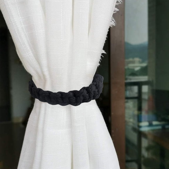 Curtain Tiebacks Handwoven Rope Holdbacks Twisted Fabric Curtain Clips Natural Jute Curtain Bands Window Decor 1Pc